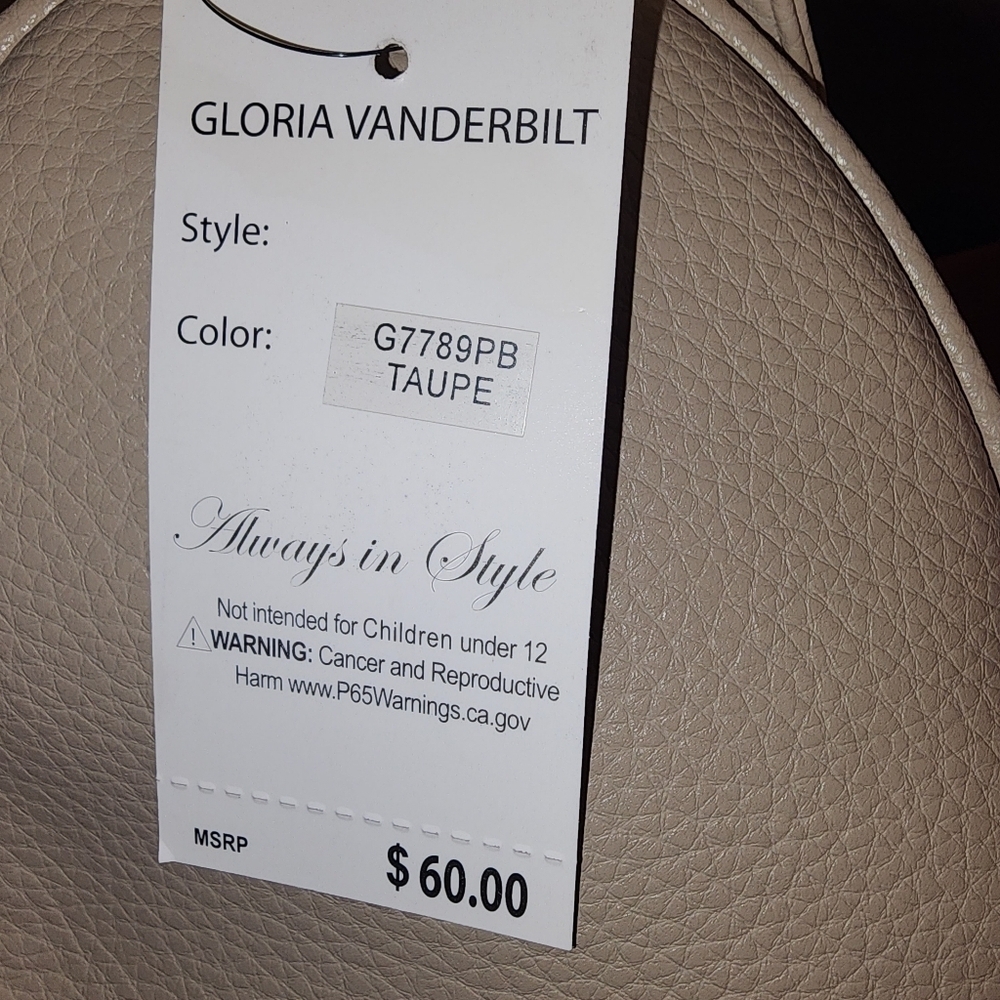 Gloria Vanderbilt Taupe Handbag New with Tags - Picture 3 of 5